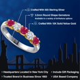 thumbnail image 2 of Gem Stone King 925 Silver and 10K Yellow Gold Red Ruby and White Moissanite Wedding-Bands Ring for Women | 1.07 Cttw | Round 3.5MM | Gemstone July Birthstone | Size 6, 2 of 7