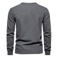 thumbnail image 4 of Npasoilc Tops for Men Classic Vintage Waffle Long Sleeve Round Neck 4-Button Up Breathable Henly Blouse Solid Color Casual Loose T-Shirts, 4 of 5