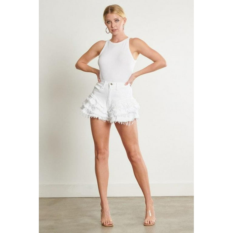 White shorts with fringe sale