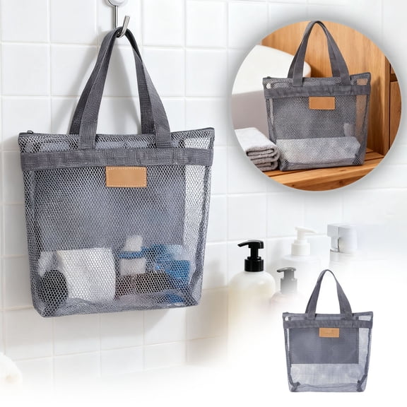 Mesh Beach Tote Bag with Zipper Pocket - Large 11.02 x 11. x 3.54 Inch Family Pool Bag for Toys, Vacation Essentials, Cruise, Travel, and Swimming Gear