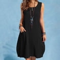 thumbnail image 2 of Moda mujer Casual Sexy cuello redondo vestidos sólidos bolsillos de verano vestido sin mangas Fridja  hj1871, 2 of 7