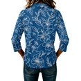 thumbnail image 6 of JULMCOMO Women's Summer Tops Floral Print Collared Button 3/4 Sleeve Loose Fit Trendy Golf Shirts Summer Daily Graphic Tees Dark Blue S, 6 of 6