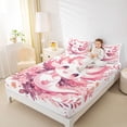 thumbnail image 4 of Feelyou Girly Pink Axolotl Queen Sheet Sets, Cartoon Cherry Blossoms Flat Sheet, Teens Kids Girls Women Queen Fitted Sheet, Microfiber Bedroom Decor, 4 Pieces, 4 of 7