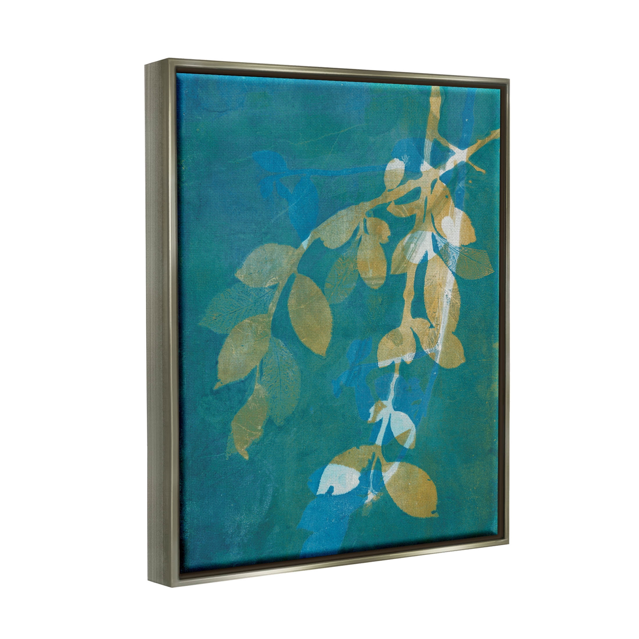 Nature Leaves Overlapping Abstract Botanical & Floral Graphic Art Luster Gray Framed Art Print Wall Art