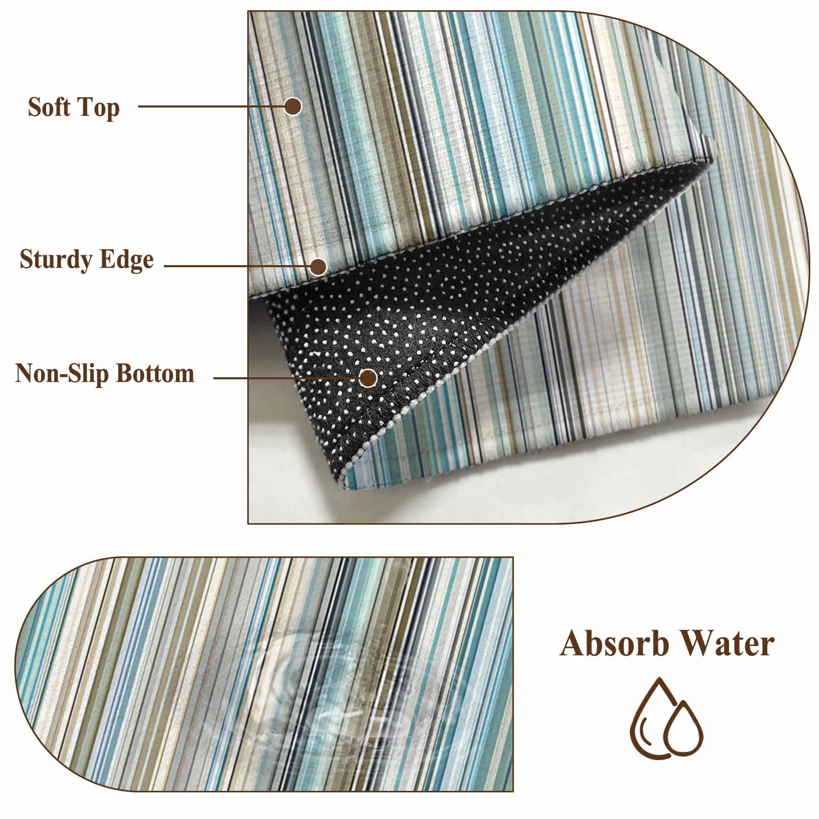 Light Blue Striped 2'x6' Runner Rugs for Hallway Kitchen Bedside Non Slip, Farmhouse Thin Line Modern Abstract Art Entryway Rug Runners with Rubber Backing, Long Carpet Runner for Laundry Room