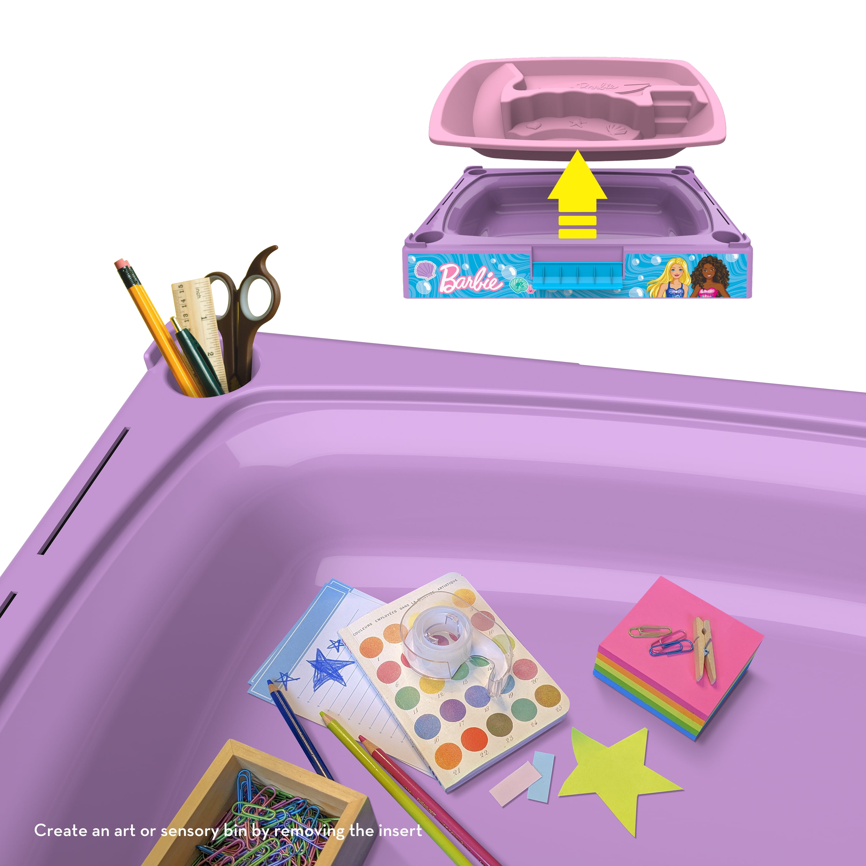 Barbie Beach & Waves Playset, Sand & Water Table for Children, Glossy Pink, Caucasian Doll, Ages 3+