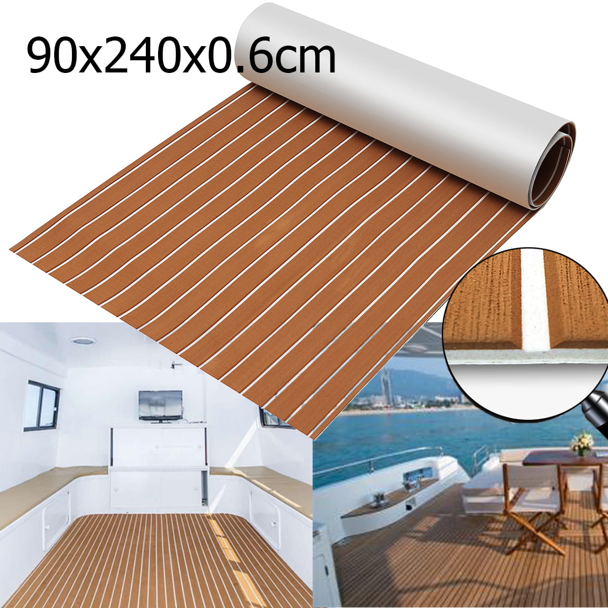 94"×2" EVA Faux Teak Deck Sheet For Marine Boat Yacht RV Flooring Mat #1 
