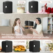 Auseo Mini Portable Fridge Personal, Countertop, 4L/6 Cans, Cooler Small Refrigerator, AC/DC, Option for Skincare, Makeup, Drinks, Dorm Room