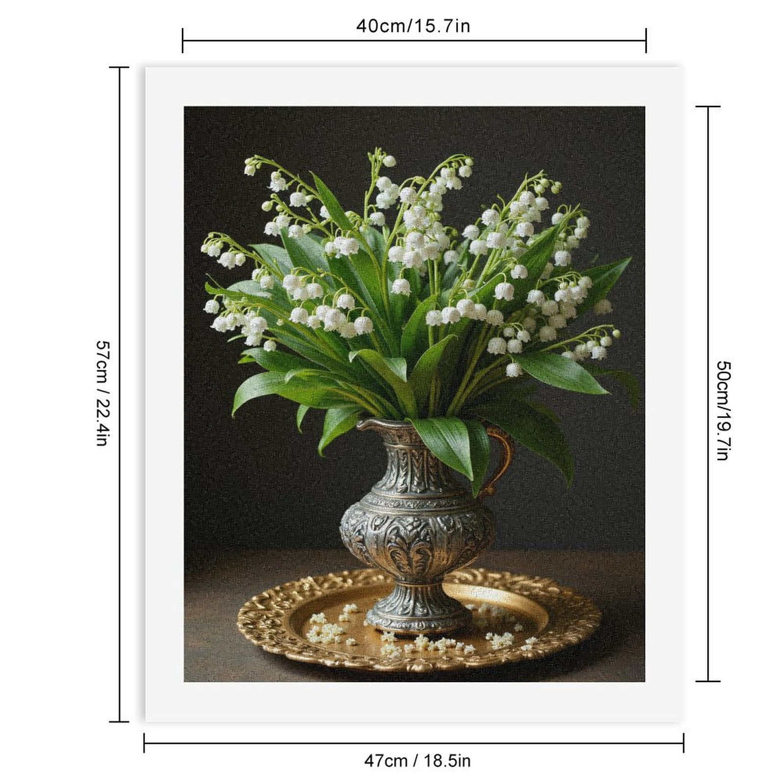 Paint by Numbers Kit for Adults, Lily Of The Valley In Silver Vase Paint by Numbers, Easy Paint by Numbers Kit for Adults Beginner, DIY Adult Paint by Number Kits on Canvas, Home Decor