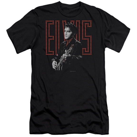 Elvis Presley Red Guitarman S/S Adult 30/1 T-Shirt Black
