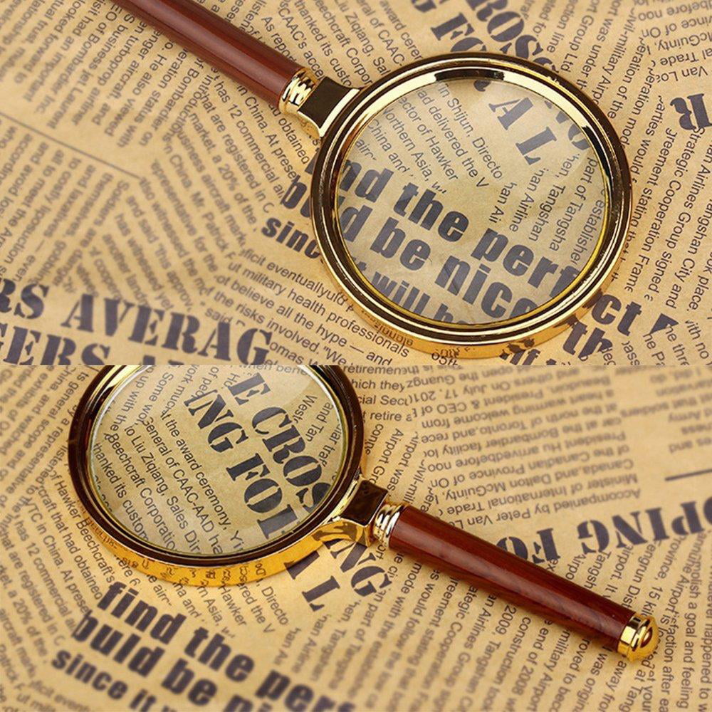 AXZHYX Hand-held Magnifier Handheld 5 Times Metal Magnifying Glass Reading Old Children Reading Newspapers