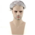 thumbnail image 3 of Toupee for Men 100 European Human Hair Swiss Lace Front Natural Hairline Hair Pieces 0.08mm Thin Skin PU V-looped Men's Hair Replacement System 8x10 Inches , Grey, 3 of 7