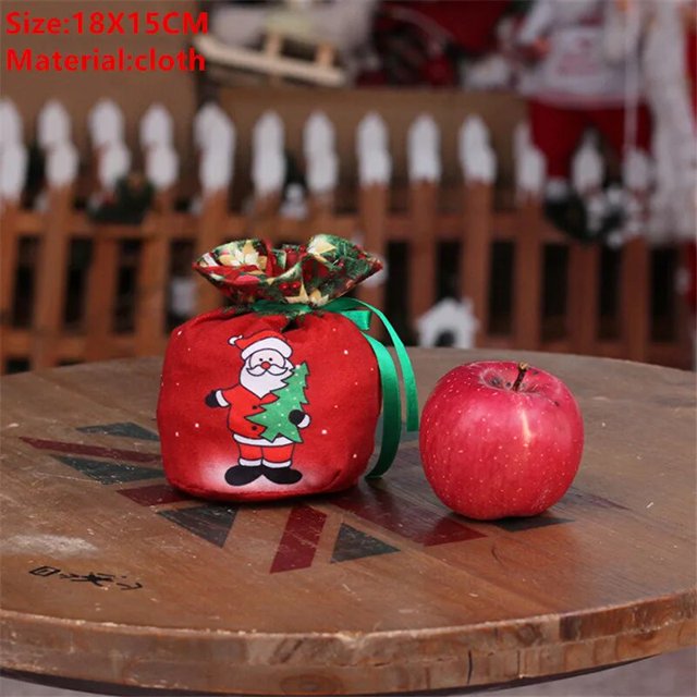 Bolsa de regalo de Papá Noel para Navidad, copo de nieve crujiente con cordón, decoraciones navideñas para el hogar, regalos de Año Nuevo 2023, 2024