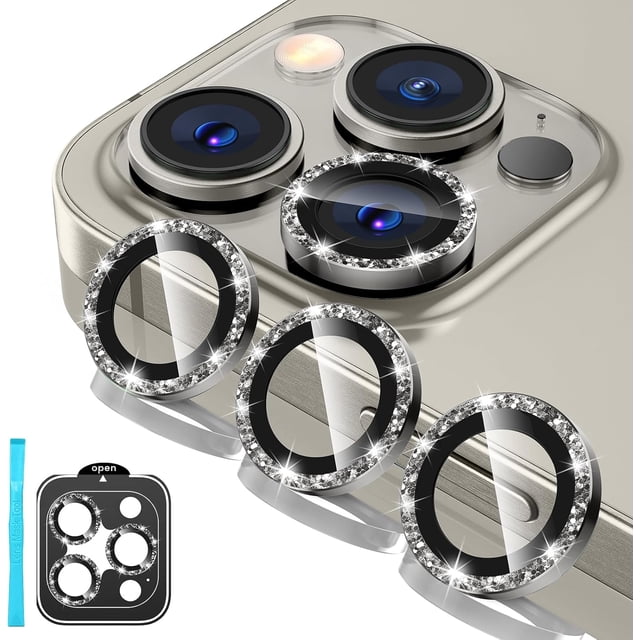 PINHEN for iPhone 15 Pro/iPhone 15 Pro Max Camera Lens Protector, 9H Tempered Glass Camera Cover Screen Protector, Metal Individual Ring for iPhone 15 Pro Max 6.7 inch iPhone 15Pro 6.1 inch
