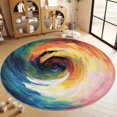 thumbnail image 2 of 3D Print Round Rug 3x3ft Abstract Oil Painting Vortex Washable Large Area Rug, Soft Non-Slip Circle Carpet, Boys Girls Kids Teens Bedroom Carpet Decor Floor Mat, 2 of 7