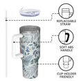 thumbnail image 4 of Floral 40oz Tumbler– Stainless Steel Insulated Tumbler with Handle and Straw, Large Capacity Travel Cup for Hot & Cold Drinks,Thanksgiving,Christmas, Spring,Flower, 4 of 6