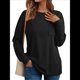 thumbnail image 1 of Tops de Larga para Mujer, Holgados, Bonitos, Gruesos, para Otoño e Invierno, Ropa de Crucero A Negro S, 1 of 8