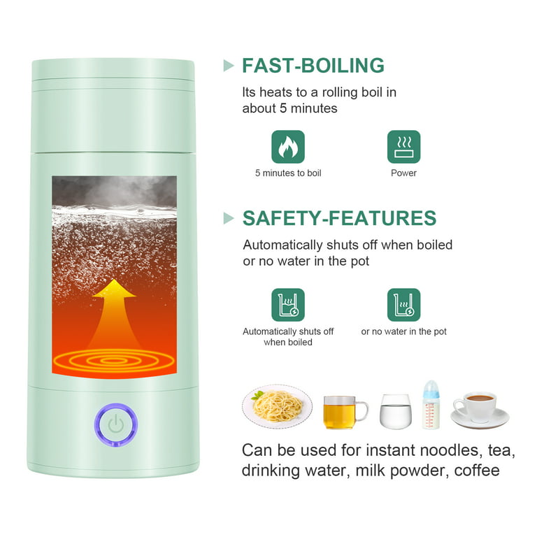 Portable Travel Electric Kettle, 300ml Small Electric Tea Kettle, Mini  Portable Stainless Steel Hot Water Bottle With Automatic Shutdown And Dry  Protection Function