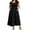 Black, variant on Plus Size Maxi Dress, Solid Neck Smocked Bodice, Flowy Short Sleeve Casual With Pockets Blue L