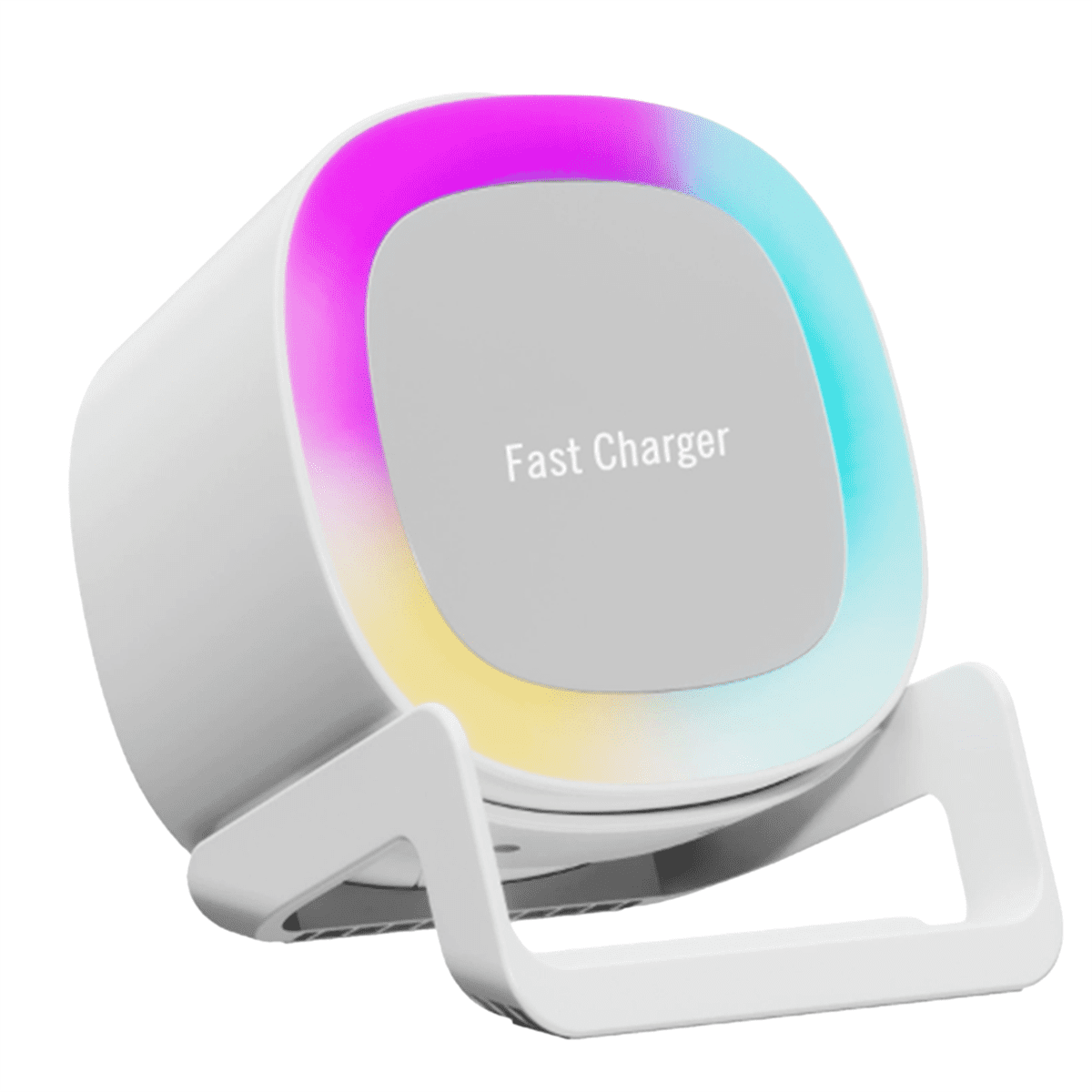 4 in 1 Bluetooth Speaker 15W Wireless Charger Mobile Phone Holder Atmosphere Night Light Desktop Speaker,1 x 4 in 1 Bluetooth Speaker,White