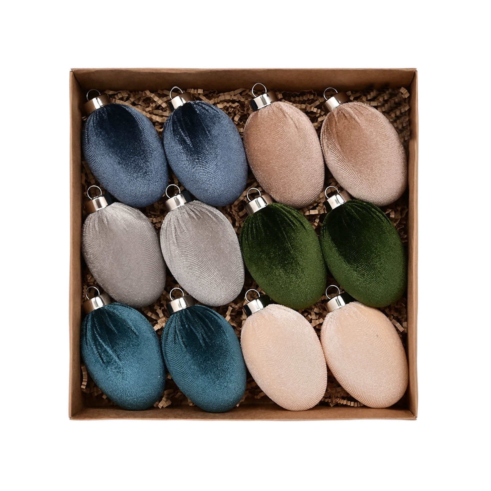 Easter Velvet Ornaments Set Of 12 Colorful Flocked Easter Eggs For Tree And Holiday Decoration
