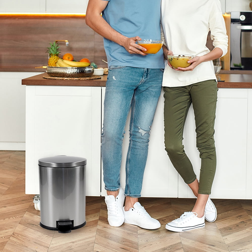 Better Homes & Gardens Trash Can, Stainless Steel 1.3 Gallon Oval Step On Trash Can