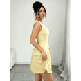 thumbnail image 5 of Light Yellow Womens Sleeveless Peplum Pleated Hem Dress Elegant Minimalist Solid Color, 5 of 8