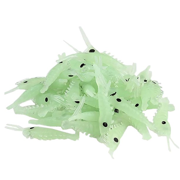 Sywqhk 50 Uds. Señuelo suave de camarón luminoso goma 3cm señuelo de pesca nocturna brillo fluorescente Sywqhk Alta Calidad