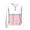 thumbnail image 3 of Maplenight Color Block Sweatshirt for Women Oversized Long Sleeve Henley Tops Casual Pullover Sweatshirts, 3 of 3