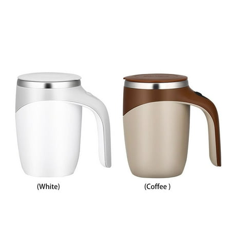 

Tiyuyo Electric Stirring Coffee Mug Automatic Steel Mixer Milk Whisk Cup (White)