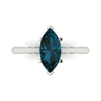 Solitaire Engagement Ring for Women - 1.5ct Natural London Blue Topaz in 18K White Gold Promise Ring