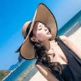thumbnail image 4 of Sombrero de ala ancha para mujer, protección solar, sombrero de paja, sombrero enrollable plegable, protección UV de verano, sombreros de playa UPF 50+…, 4 of 4