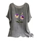 thumbnail image 2 of Fiudx Camisas de Mujer Camiseta Holgada Informal con Estampado de Bordado para Mujer, Tops de Manga Corta y Blusa de Lino, 2 of 3