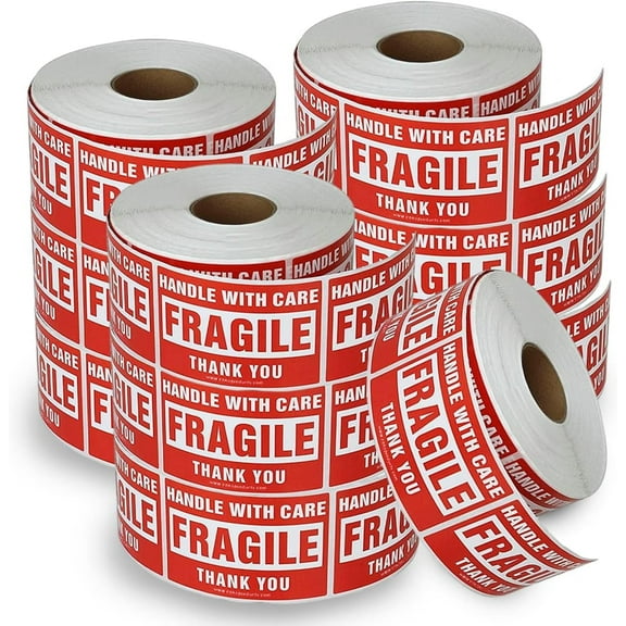 Label & More 2 x 3 Inch Fragile Stickers Handle with Care Warning Packing Shipping Label - Permanent Adhesive (10 Roll, 5000 Labels)