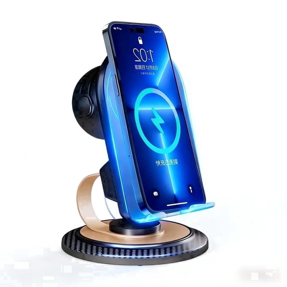 YOUSOKU Induction Speaker, 5-in-1 Cell Phone Stand with Stereo Sound and Wireless Charging, Adjustable Holder for IPhone Android, Tech Gadget Gifts for Men Women