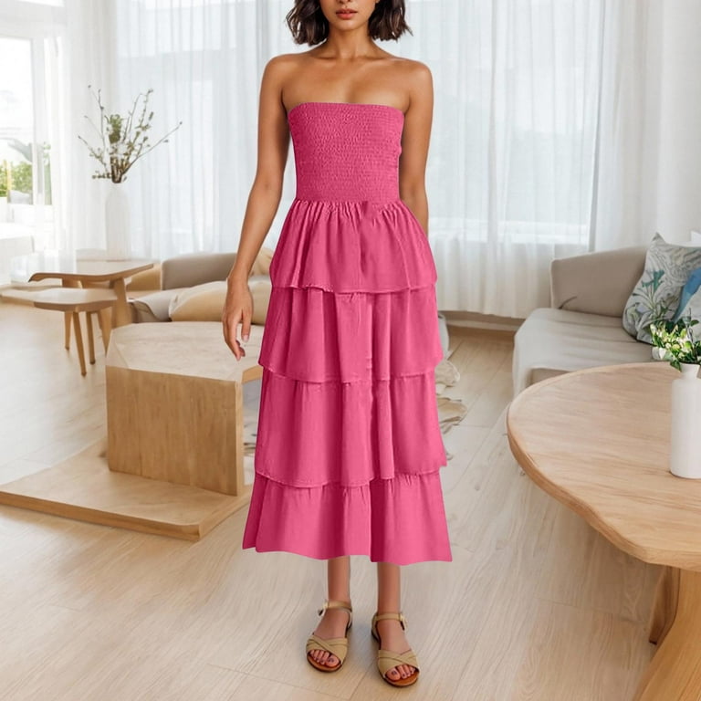Hvot&aat Women's Summer Boho Off Shoulder Maxi Dress Sleeveless Solid Ruffle Tiered Swing Dress Beach Vacation Dresses - Walmart.com Hvot&aat Women's Summer Boho Off Shoulder Maxi Dress Sleeveless Solid Ruffle Tiered Swing Dress Beach Vacation Dresses - Walmart.com