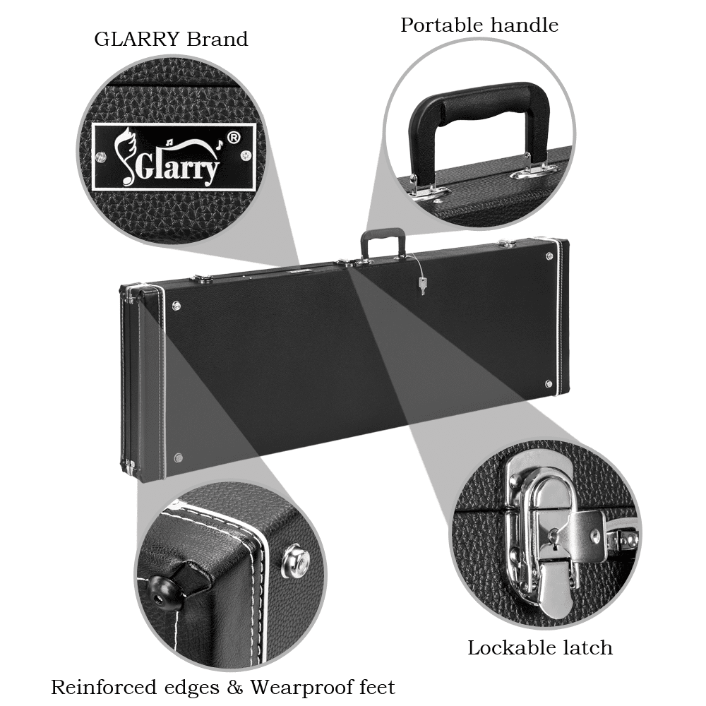 Tcbosik Lockable Hard-Shell Case for Electric Bass Guitars, Black