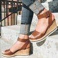 thumbnail image 1 of DPTALR Retro Womens Open Toe Ankle Platform Wedges Shoes Ladies Roman Sandals, 1 of 3