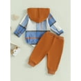 thumbnail image 6 of Elippeo 2-Piece Baby Boys Plaid Set Chest Pocket Button Long Sleeve Hooded Romper Long Trousers Outfits 6 12 18 24 Months, 6 of 10