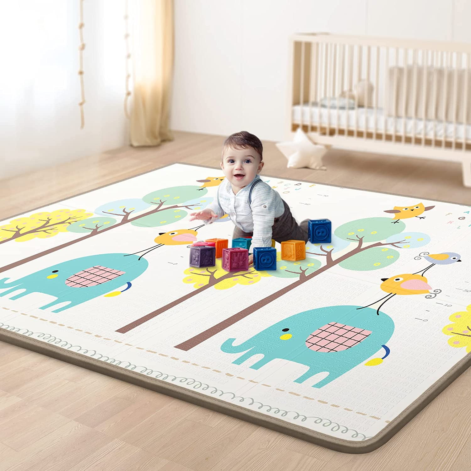 Reversible Baby Play Mat 78x71 - Extra Large, Foldable, Thick