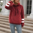 thumbnail image 4 of Scyoekwg Womens Sweatshirt Plush Hooded Drawstring with Pocket Pullover Sweatshirt Trendy Pullover Tops Classic Solid Colors Casual Hoodie Tops Ladies Sweatshirts Long Sleeve Wine S, 4 of 7