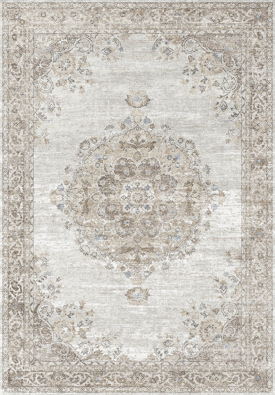 2ft x 3ft Traditional Medallion Area Rug Soft Durable Stain Resistant Kid Pet Friendly 100% Polyester Jute Backing Indoor Rug for Entryway Living Room Bedroom