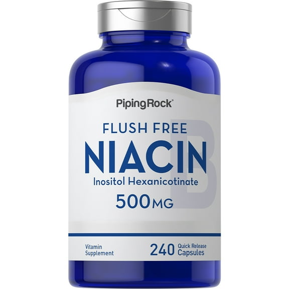 Niacin Flush Free 500mg | 240 Capsules | Vitamin B3 Supplement for Men and Women | by Piping Rock