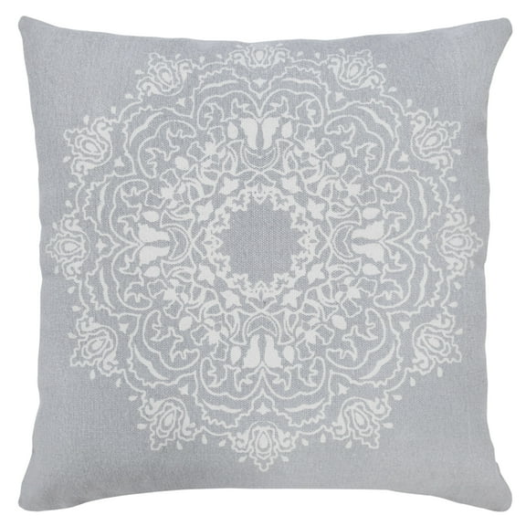 Ox Bay Ava 20" x 20" Pale Gray/White Medallion Cotton Adult Decorative Throw Pillow Cover