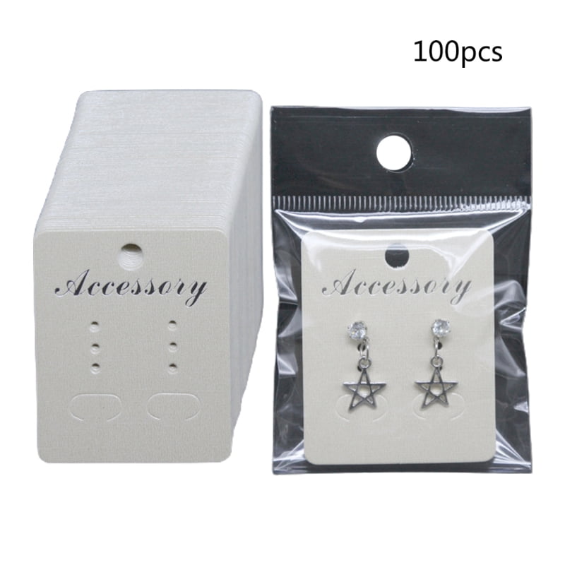 White earring stud accessory Cards Tag Jewelry paper Display 100pcs 5*5cm 