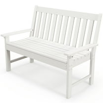 Gymax Garden Bench All-Weather HDPE 2-Person Outdoor Bench for Front Porch Backyard White