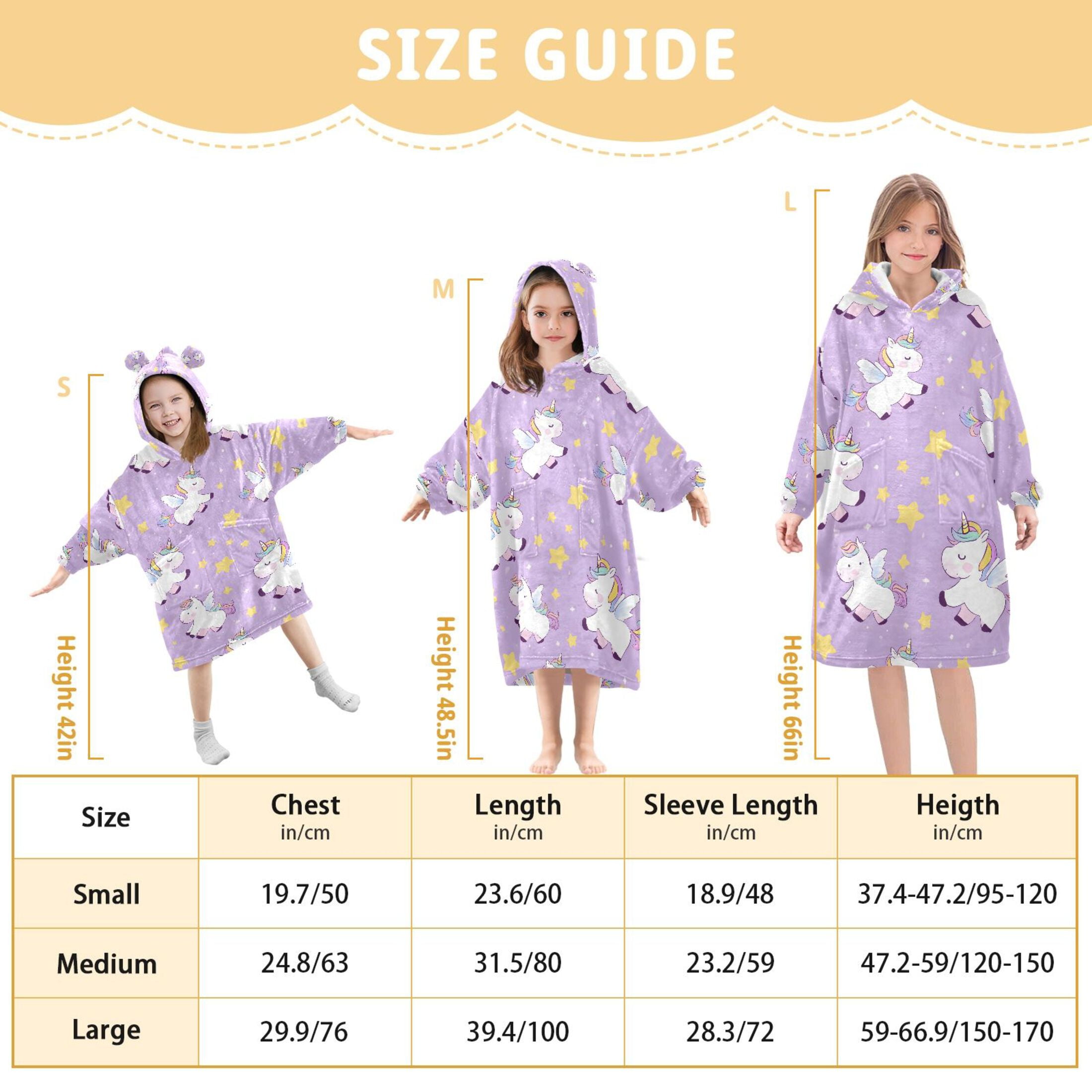 joogoo Wearable Blanket Hoodie for Unicorn Cute Star Flannel Sherpa Pocket 3-14 YR S