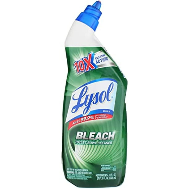 Lysol Bleach Toilet Bowl Cleaner 10X Cleaning Power 24 Oz, (Pack Of 4