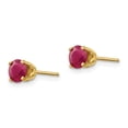 thumbnail image 2 of Primal Gold 14 Karat Yellow Gold 5mm Ruby Earrings - July, 2 of 3