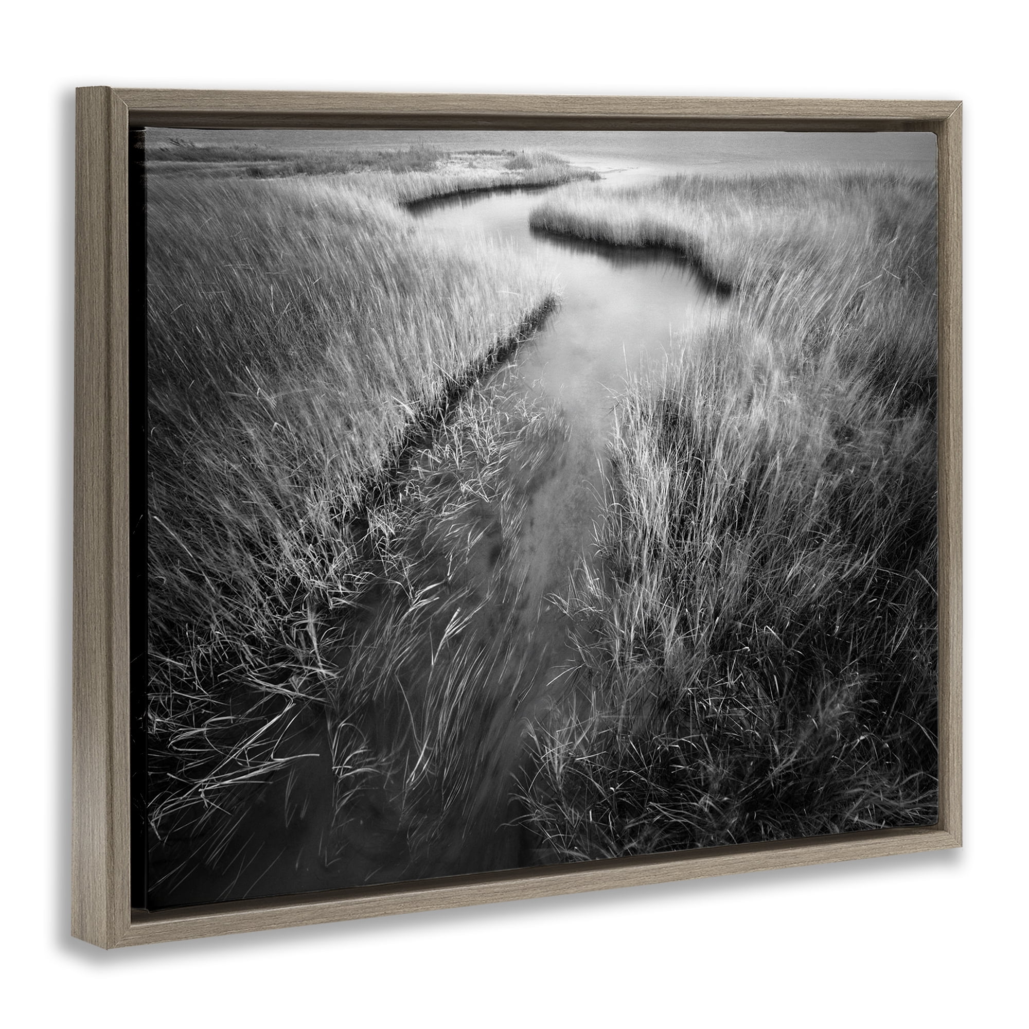 Stupell Industries Meandering Estuary View Landscape Photography Brown Floater Framed Art Print Wall Art, 31 x 25